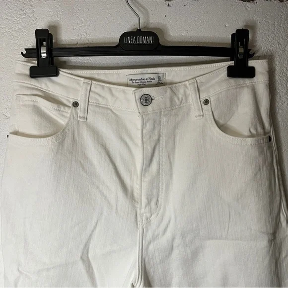Abercrombie Fitch High Rise Super Skinny White Jeans Distressed - Picture 5 of 16